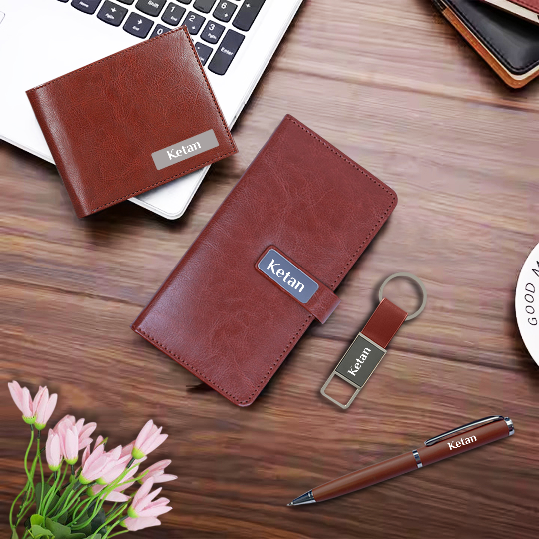 Corporate Gift Set for Men – Wallet, Pen, Keychain & Mini Diary